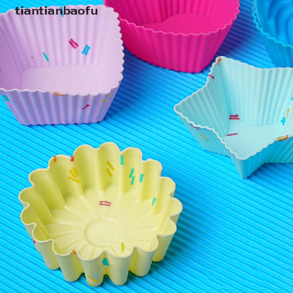 1pc Cetakan Cupcake Bahan Silikon Multi Warna Acak