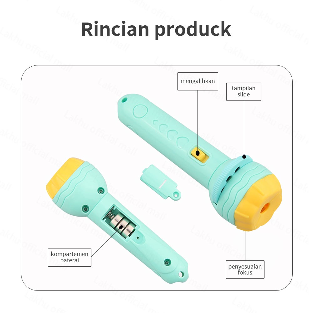 JCHO mainan proyektor anak senter hewan/fun flashlight/mainan proyektor