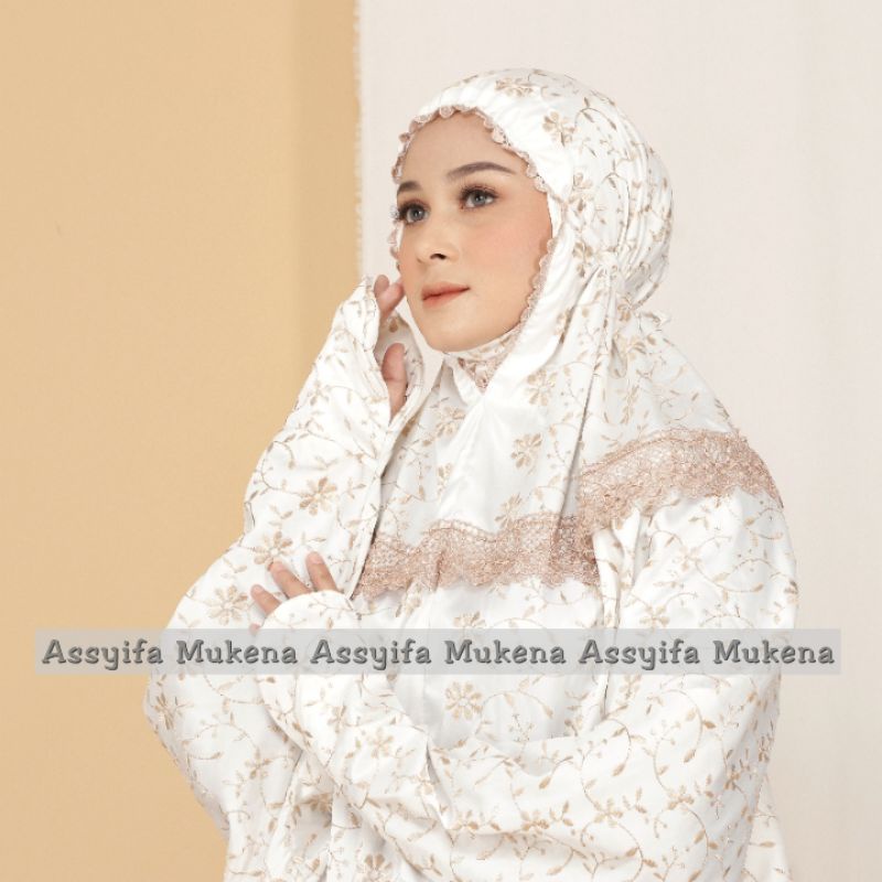 Assyifa - Mukena Dewasa Terusan Premium Sutra Milo Renda Mewah