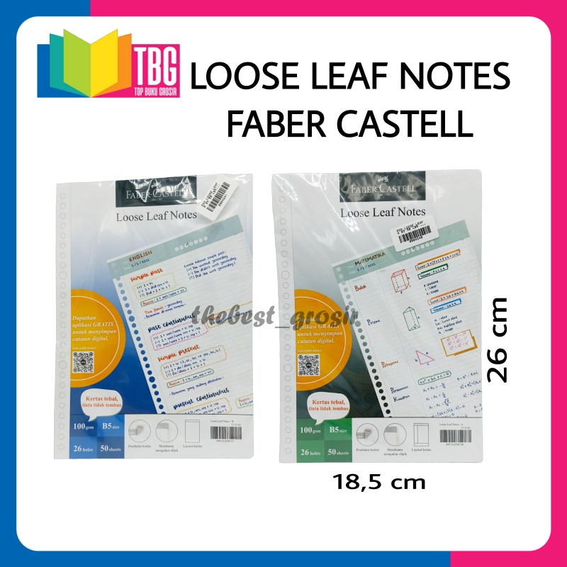 

1 PAK (50 LEMBAR) LOOSE LEAF NOTES B5 50 LBR FABER CASTELL / KERTAS ISI BINDER