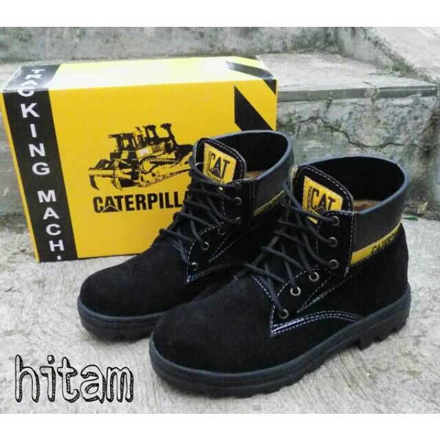 TERLARIS !!!!! Sepatu Safety Boots CATERPILLAR HIGH Suede Sepatu Boots Ujung Besi