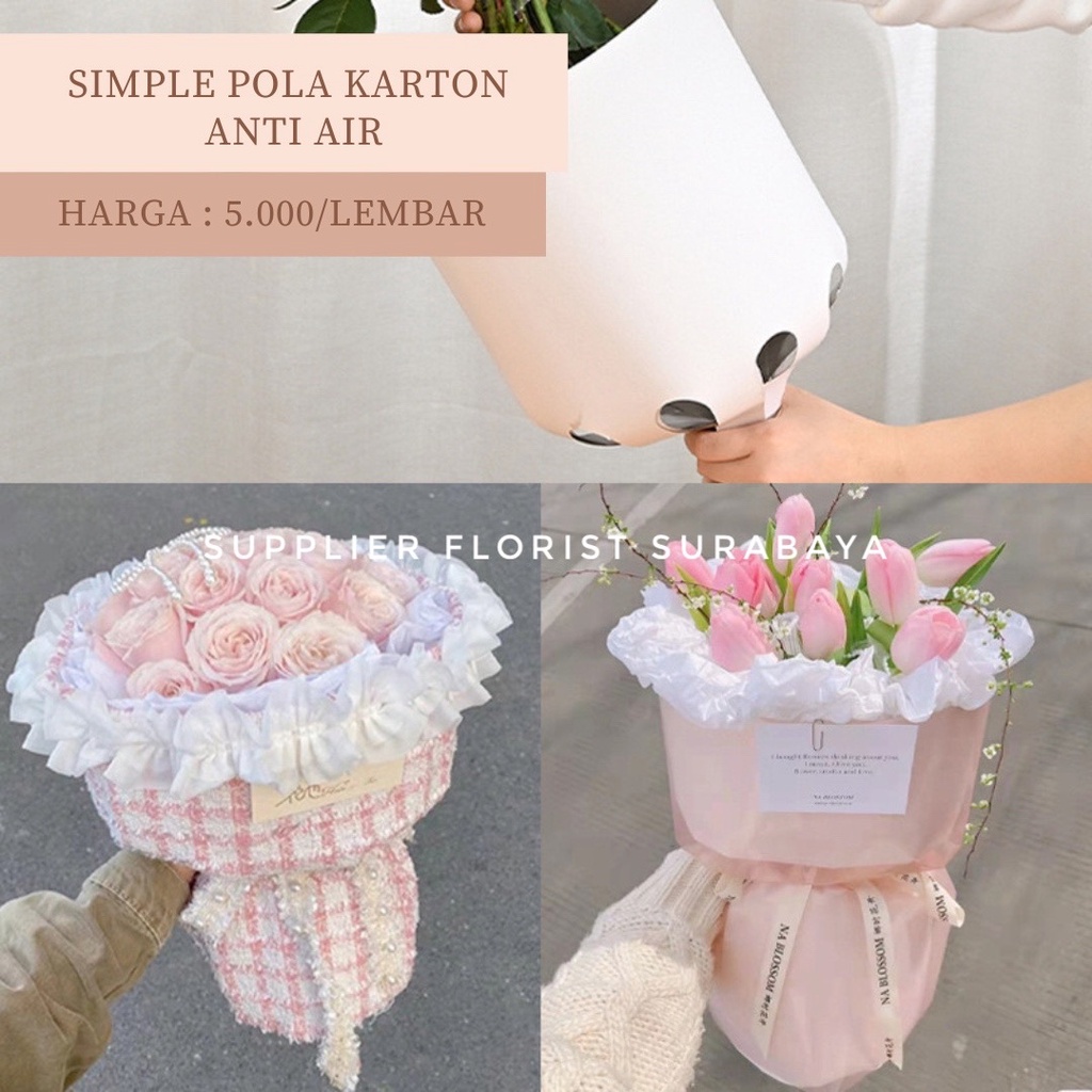 PEGANGAN BUKET POLA KARTON SIMPLE / TABUNG TAHAN AIR WATERPROFF SATU SISI GAGANG CORONG BUKET BUNGA BULAT ROUND BOUQUET