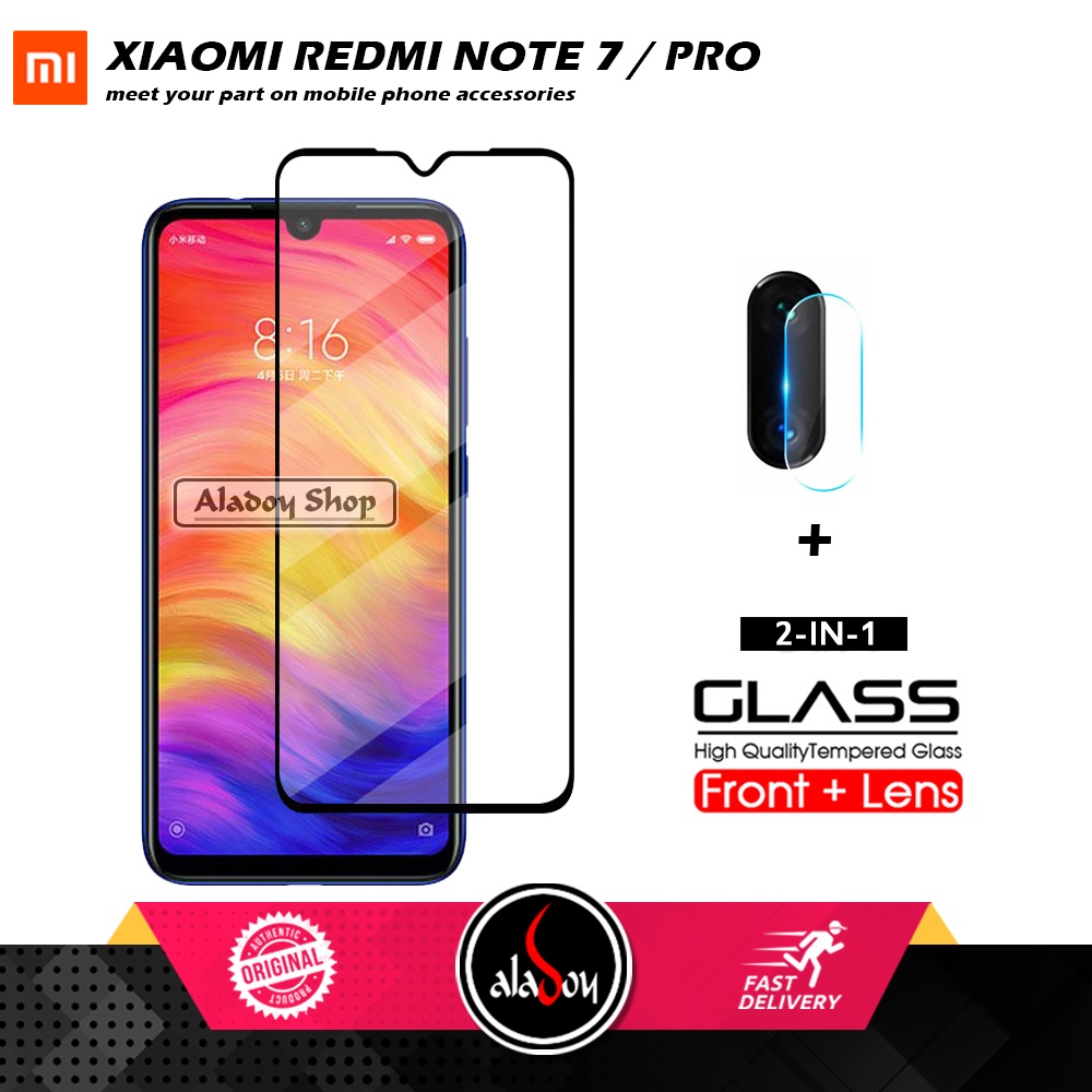 Tempered Glass Layar Xiaomi Redmi NOte 7 PAKET 2 IN 1 Tempered Glass Layar dan Camera