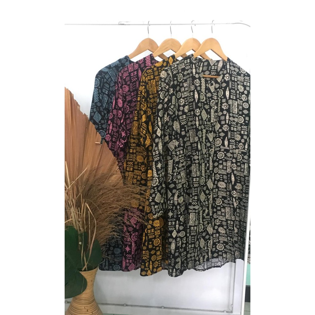 Tunik Wanita Bigsize Jumbo Katun Rayon LD 130 cm LD 140 cm Motif Etnik Terbaru