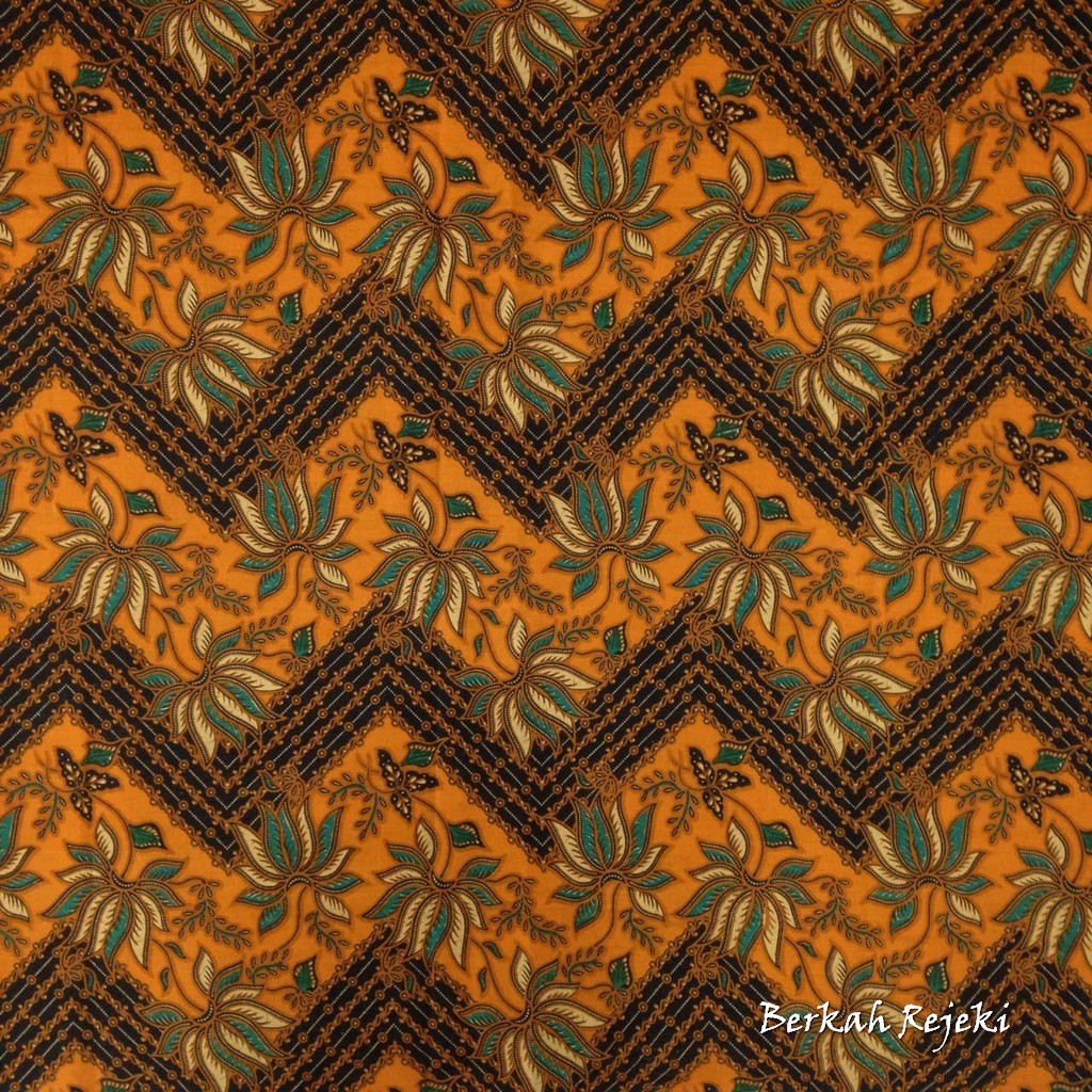 Hot Sale Kain Katun Motif Zig Zag Daun Kuning Batik BR