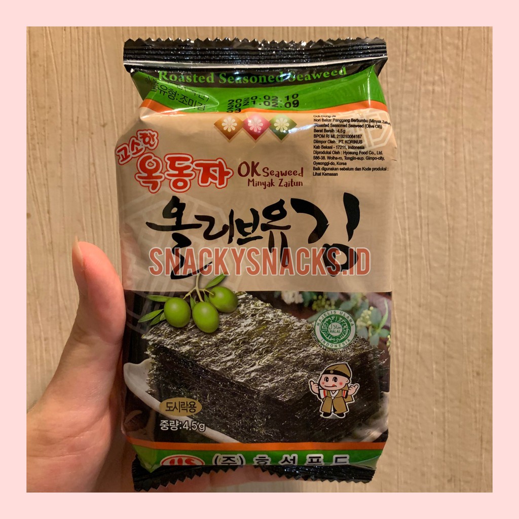 

Rumput Laut Ock Dong Ja SEAWEED SHEETS / Ock Dong Ja Sheets Halal / Nori / Makanan Korea Halal 4,5gr