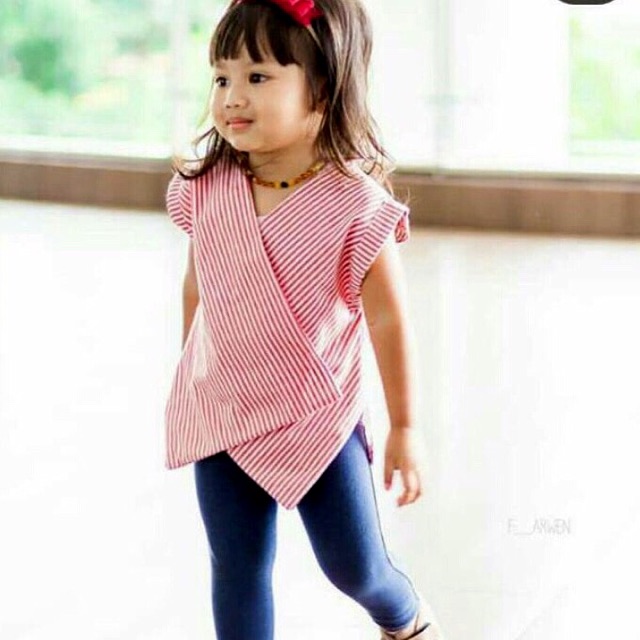 Kemeja v neck kimono vneck anak perempuan / kimono top anak usia 1-4 tahun