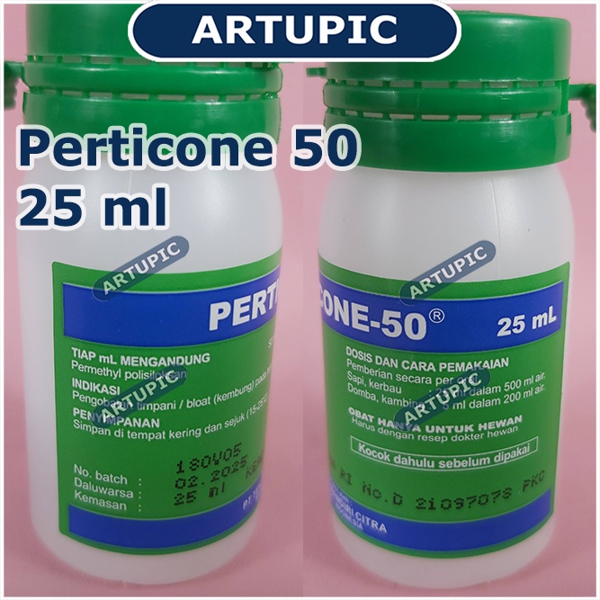 Perticone 50 25 ml pengganti Permethyl 5% Obat Kembung Hewan Anti Bloat Obat Lambung Gas Busa Sapi Kerbau Kambing Domba