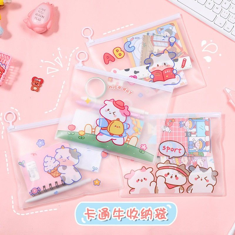 [COD] ZIPPER POUCH TRANSPARAN MOTIF KARAKTER LUCU IMPORT GAYA KOREA TEMPAT PENSIL TEMPAT KOSMETIK POUCH KOSMETIK SERBAGUNA