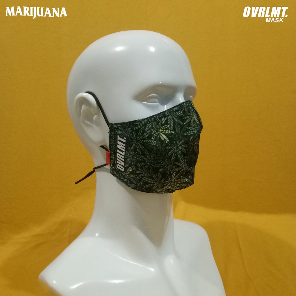 Masker overlimit Marijuana masker Kain Pria Wanita Cowok Cewek hijab Tali Karet Elastis 3 PLY