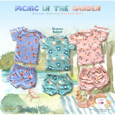 LIBBY Setelan Cotton Rib Lengan Pendek - Celana Pendek BOY/GIRL SERIES | MOTIF SWEET LAND / FUN LAND