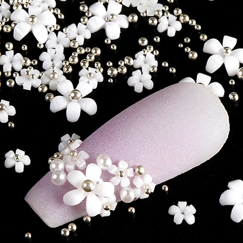 [1 Pack Mixed Style Nails Art Acrylic Flower Steel ball] [ Nail Art Decorations] [DIY Manicure Accessories]