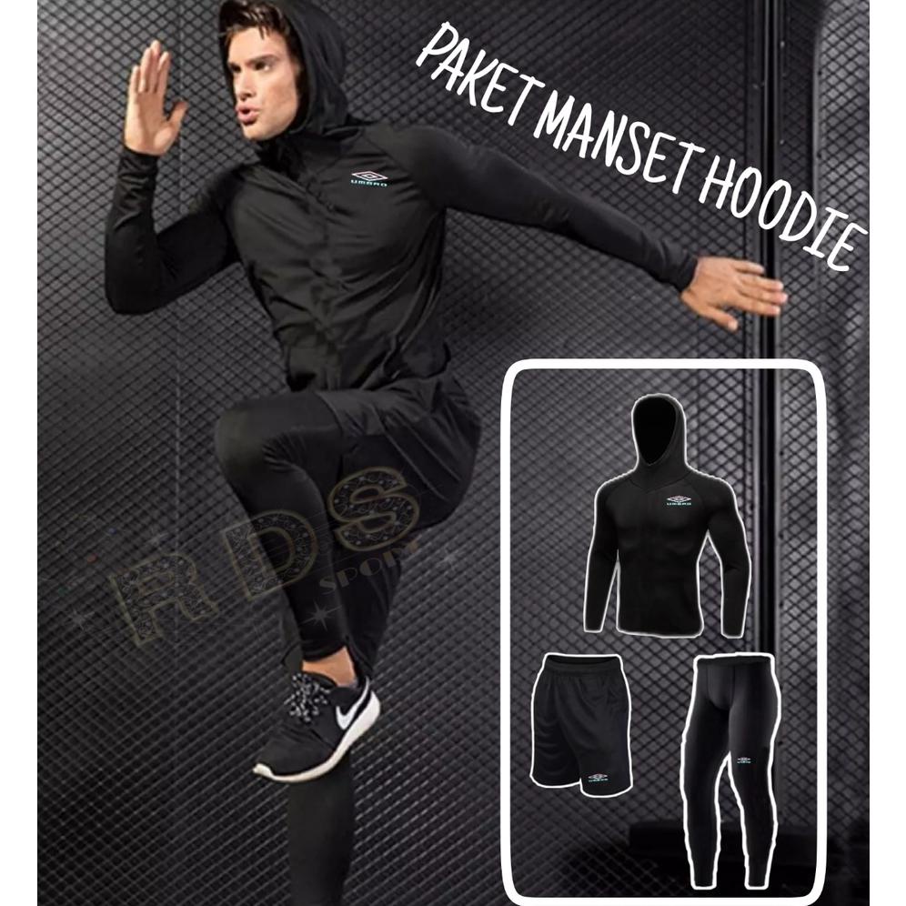 Paket 3In1 Manset Hoodie / Baselayer Hoodie / Manset Hoodie Olahraga