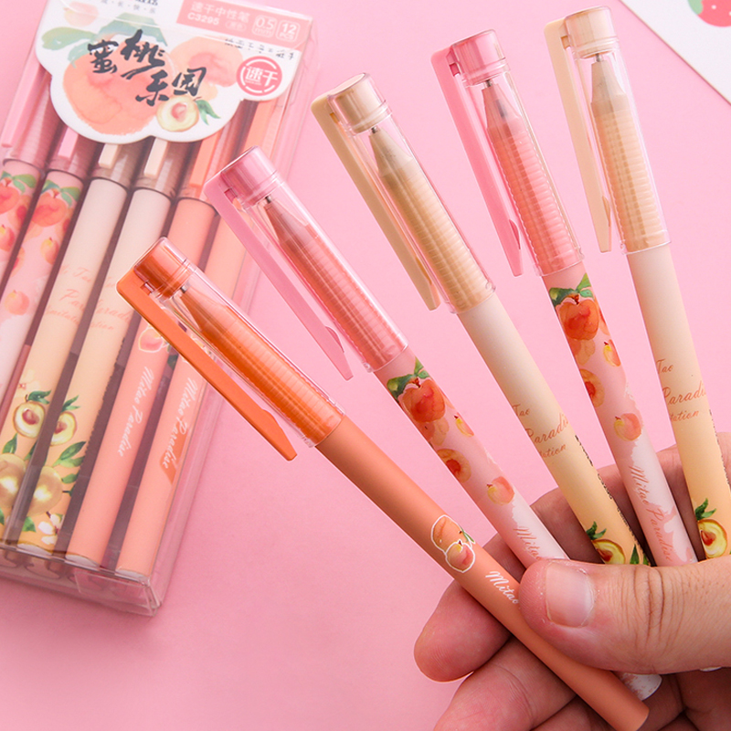 [Ready Stock] 0.5mm Black Ink Quick-Drying Gel Pen Cute Girl Pink Signature Pen