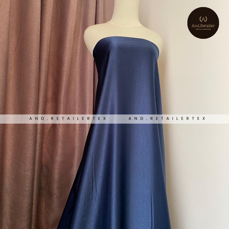 Kain Satin Maxmara Pure Silk Original Warna Navy Blue Biru Dongker