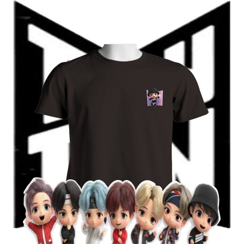 Baju Kaos Kpop BTS logo character tinytan Taehyung jungkok jhope jimin jin suga rm