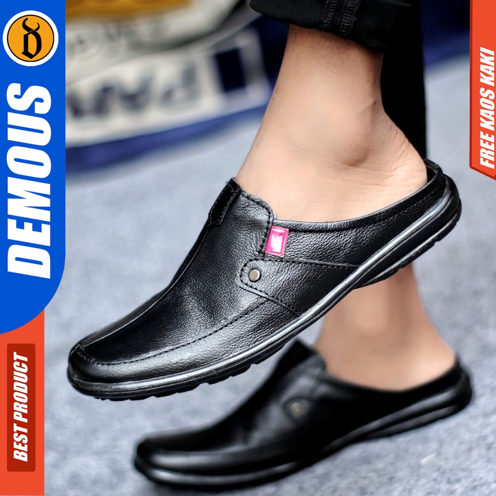 Sepatu Sandal Casual Kulit Asli Bustong Tutong Sendal Slop Original Murah Terbaru Kekinian