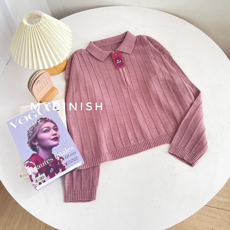 Ayunda Ziper Blouse - Atasan Blouse Wanita berkerah Polo