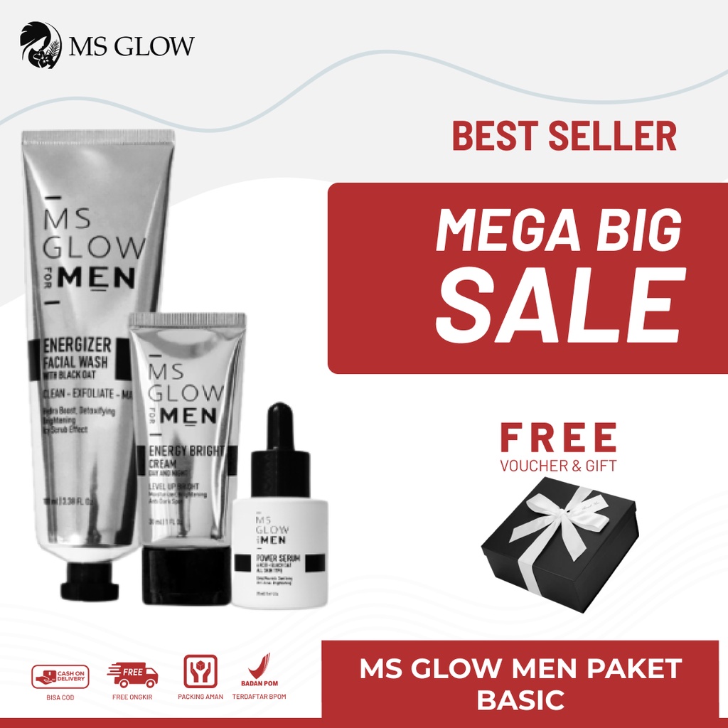 MS Glow For Men Paket Basic 3 in 1 Perawatan Kulit Pria Untuk Semua Jenis Kulit Produk Bpom Bisa Cod
