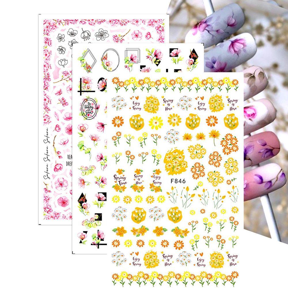 Mxbeauty 3D Nail Art Stiker Perekat Diri Bunga Menawan Wanita Wreath Nail Art Dekorasi Daisy Rose DIY Manicure Accesorios