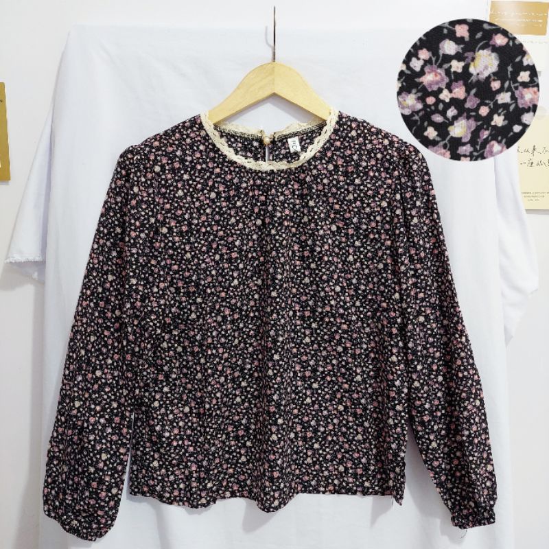 【BISA COD】Chiffon Lace Floral Blouse wanita Lengan Panjang summer atasan blus import cewek-Motif 23