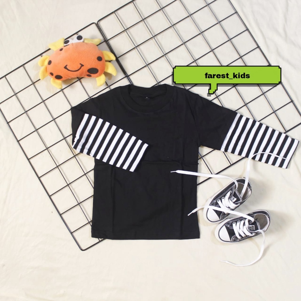 Kaos Polos Anak Lengan Panjang Kombinasi / Layer Stripe