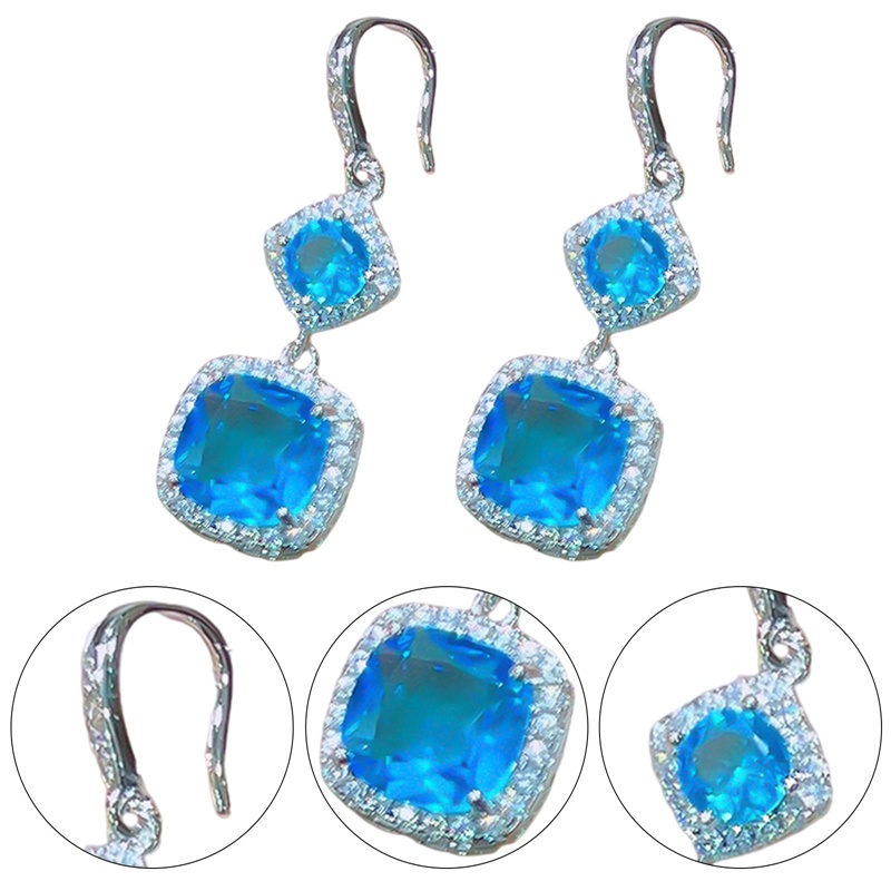 Anting Tusuk Gantung Panjang Minimalis Hias Kristal Cubic Zircon Bulat Untuk Wanita