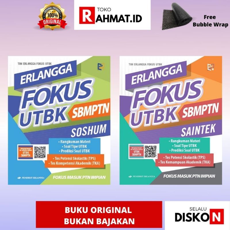 SIAP KIRIM ERLANGGA FOKUS UTBK 2022 SOSHUM / MASUK PTN UI ITB UGM UNDIP ITS SNMPTN / TPS TPA TKA UTB