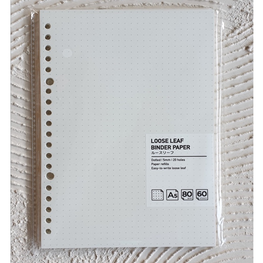 Loose Leaf Binder Paper A5 Grid Dotted Ruled - Kertas Loose Leaf Motif Garis Panmomo 80 gsm Isi 60 lembar