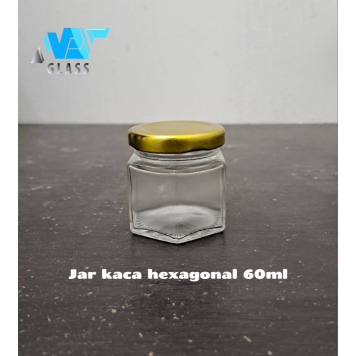 JKHX60 mini jar hexagonal 60ml / toples hexagonal 60ml glass jar unik