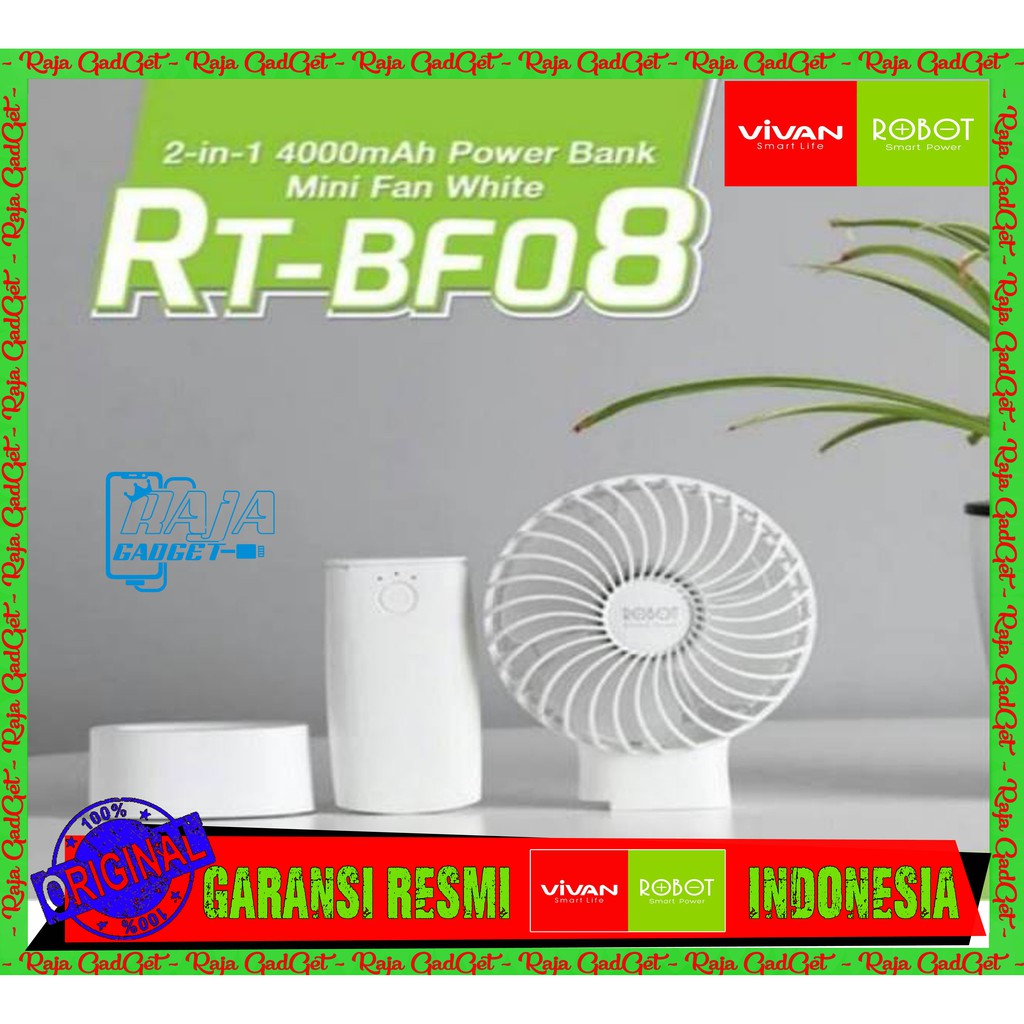 Kipas Portable Robot RT-BF08 Bisa Jadi Powerbank 4000 mAh - GARANSI RESMI