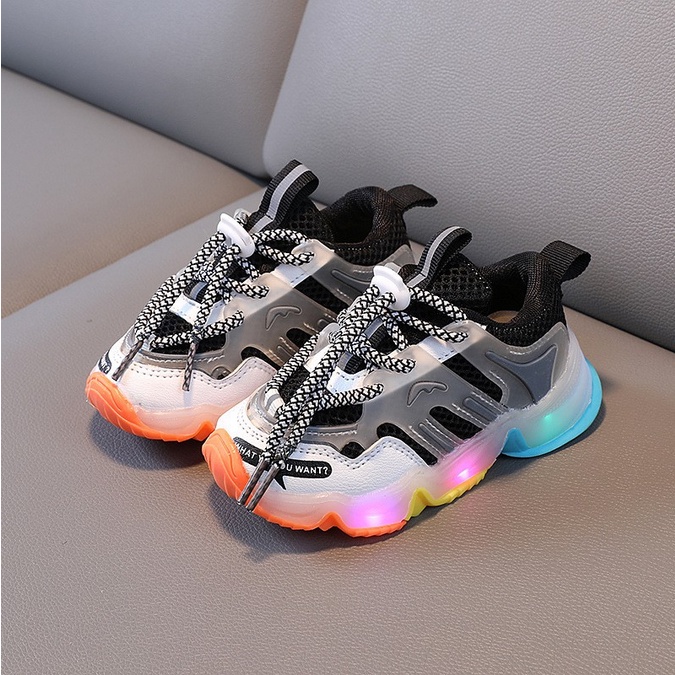 CG LED12-Sepatu Sneaker Anak Laki Perempuan Lampu LED Import