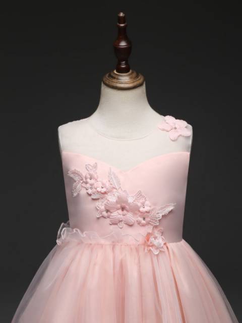 GA2571 RIANA DRESS  / dress gaun pesta ulang tahun anak remaja pagar ayu flowergirl balet  peach