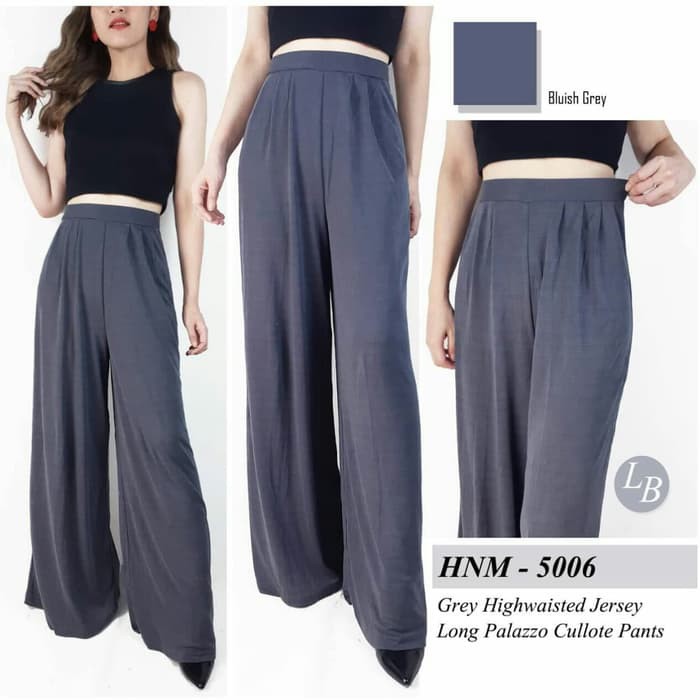 celana panjang kulot grey jersey h&m