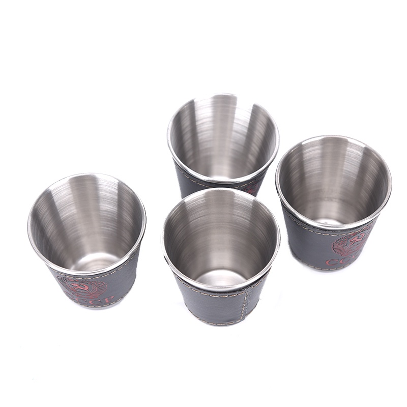 (LUCKID) 4pcs / lot Gelas Wine 70ml Bahan Stainless Steel Untuk Camping / Piknik