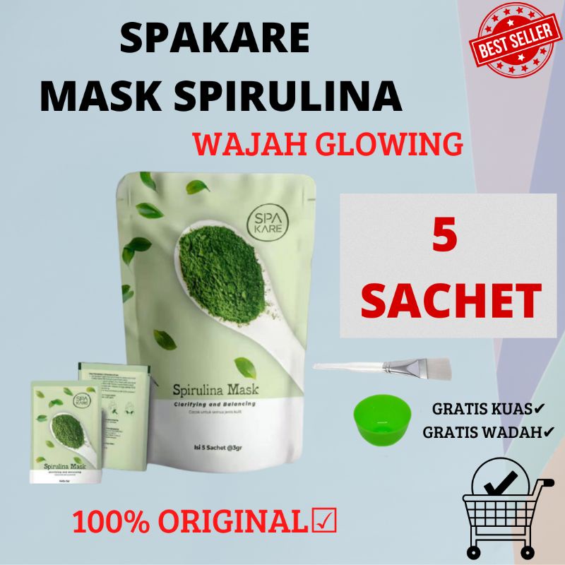 Masker Wajah Spirulina Spakare Ecer 1-5 SACHET/Spakare Spirulina Tiens/Spakare Spirulina Mask