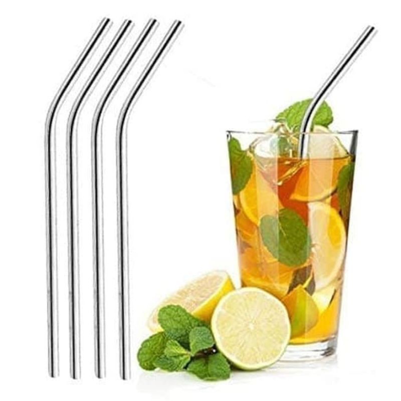 Sedotam Reusable Sedotan Stainless Steel 5 in 1 Drinking Straw Set Sikat Pouch