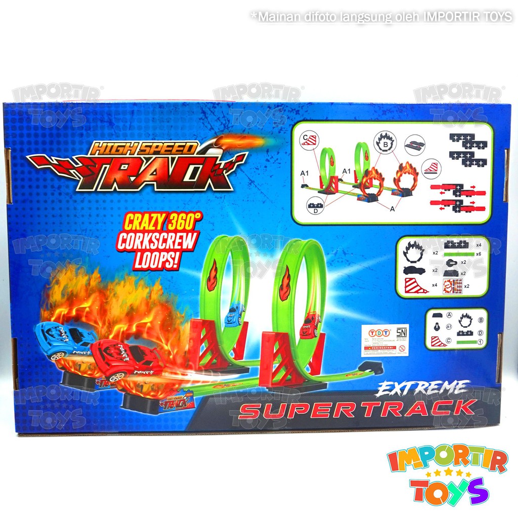 Dual HotWheels Salto Track Mainan MOBIL Anak 2 SET &quot;PUTAR 360&quot; (HIGH SPEED TRACK)