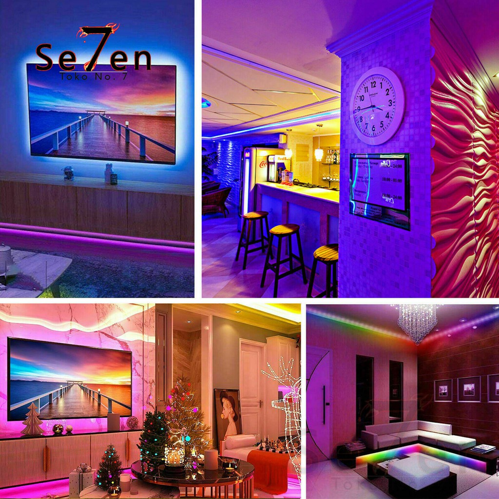 54D Led Strip RGB 5050 IP65 12V Remote 10M 2 Cabang Lengkap