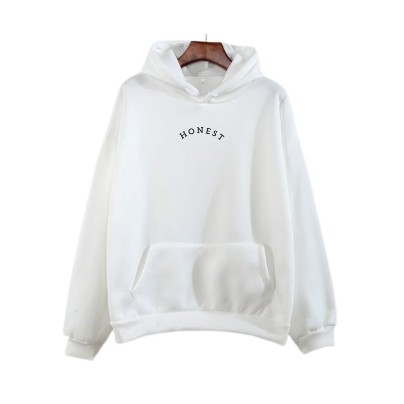 Hoodie pria simple Honest cream esthetic font simple unisex premium Quality