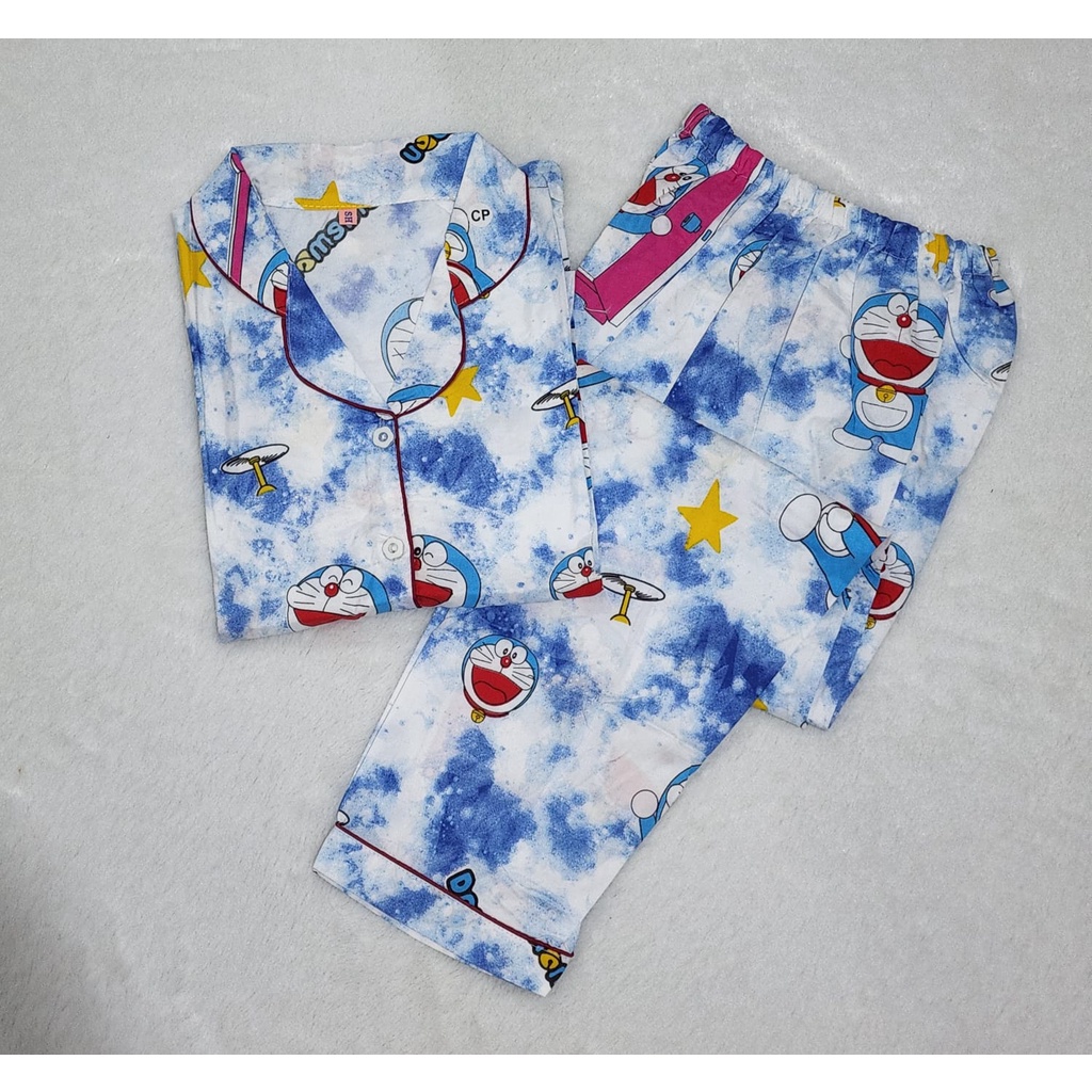 Piyama Baju Tidur Doraemon Setelan Pajamas Cewek Wanita Kekinian