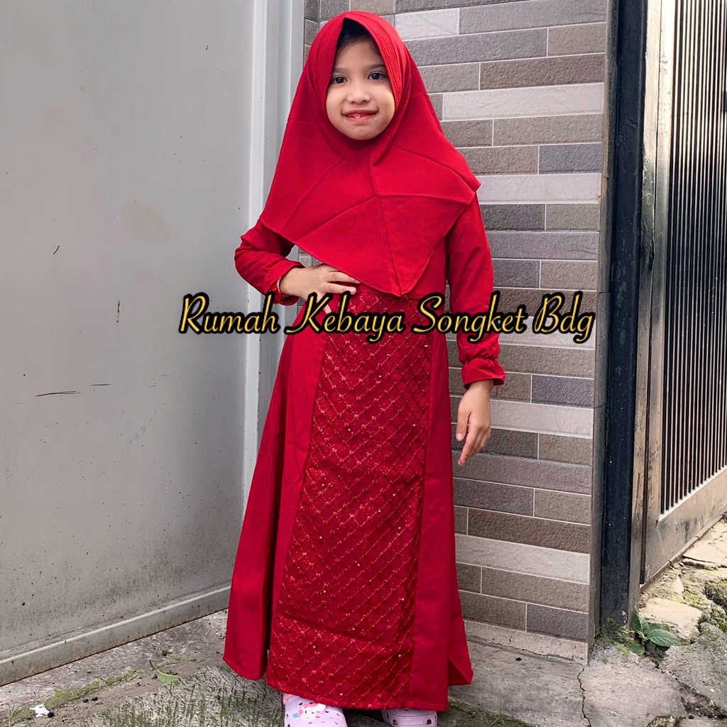 GAMIS SYARI ANAK BONUS HIJAB  RUMAH KEBAYA BANDUNG RUMAH SONGKET BANDUNG