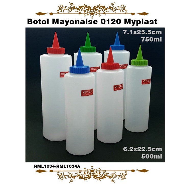 Botol Mayonaise/Kecap/Saos My Plast 0119 300ml/500ml/0120 750ml