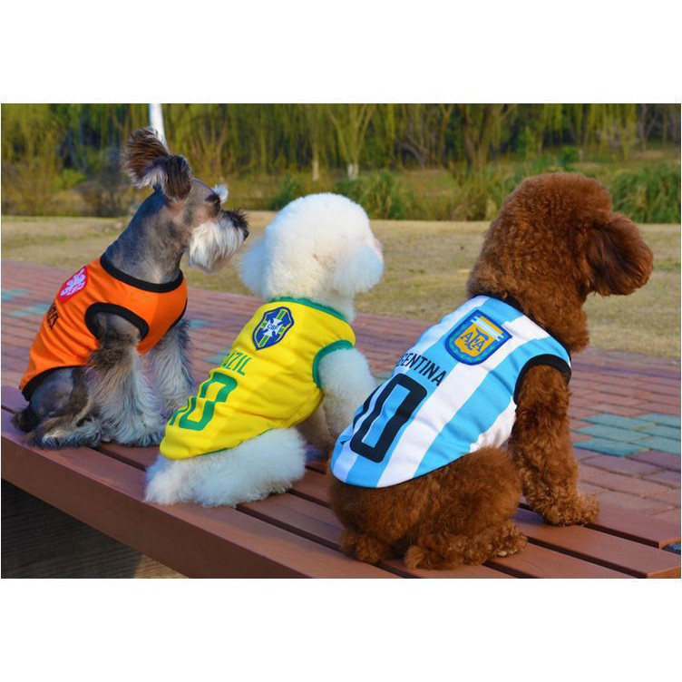 Baju Anjing Peliharaan Motif Bendera Negara Peserta Piala Dunia Breathable Untuk Musim Semipanas
