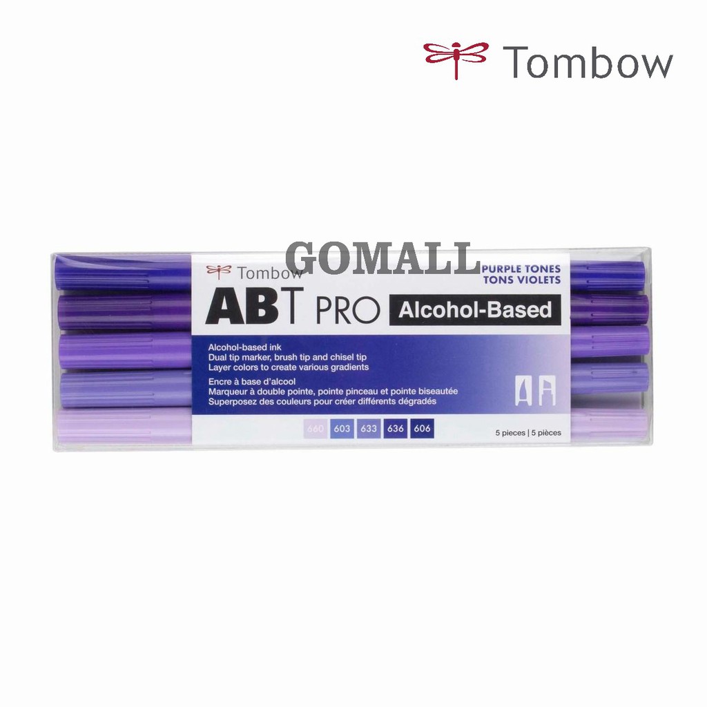 

Tombow ABT PRO Dual Brush Pen Set 5 Colors Alcohol Based - Purple Tones