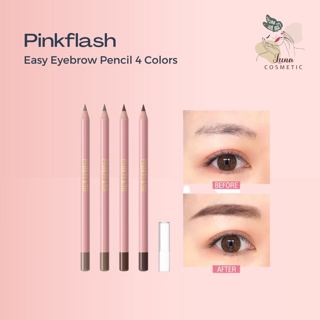 PINKFLASH Ohmyemoji Klasik Tahan Air Tahan Lama Pensil Alis Lembut Tahan Lama Pigmen Luar Biasa 4 Colors