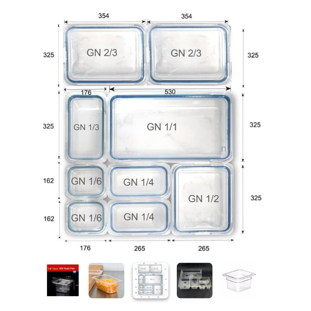 Polycarbonate Food pan 1 per 6 tinggi 15CM - foodpan 1/6/15 tahan 100C