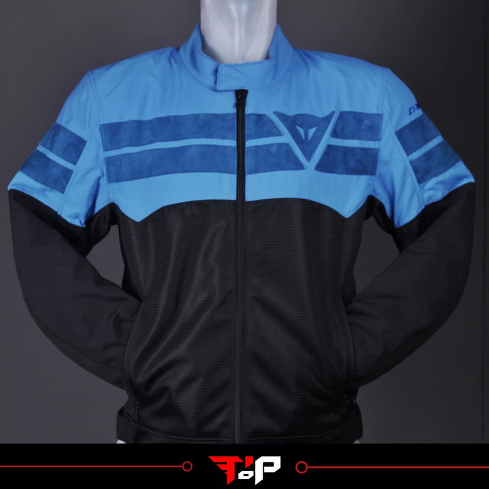 DAINESE AIR TRACK TEX JACKET BLACK LIGHT BLUE JAKET MOTOR