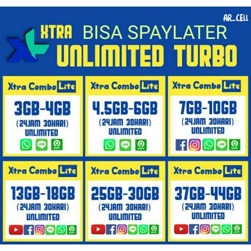 Paket Kuota XL Xtra Combo Lite 4.5GB 7GB 13GB 25GB 37GB