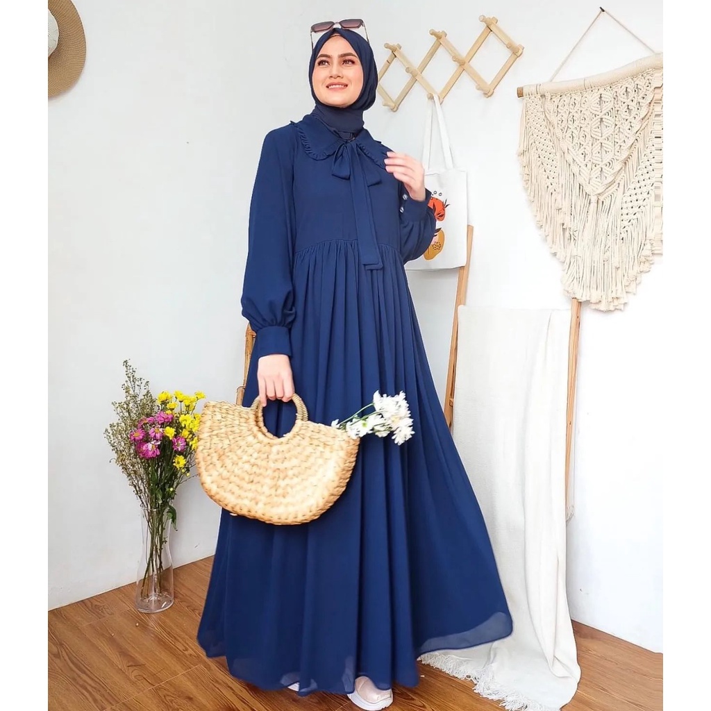 NIQABIS Gamis Wanita Kinara Dress Maxy 059 Bahan Ceruty Gamis Cewek Murah Gamis Lebaran Fashion Korea